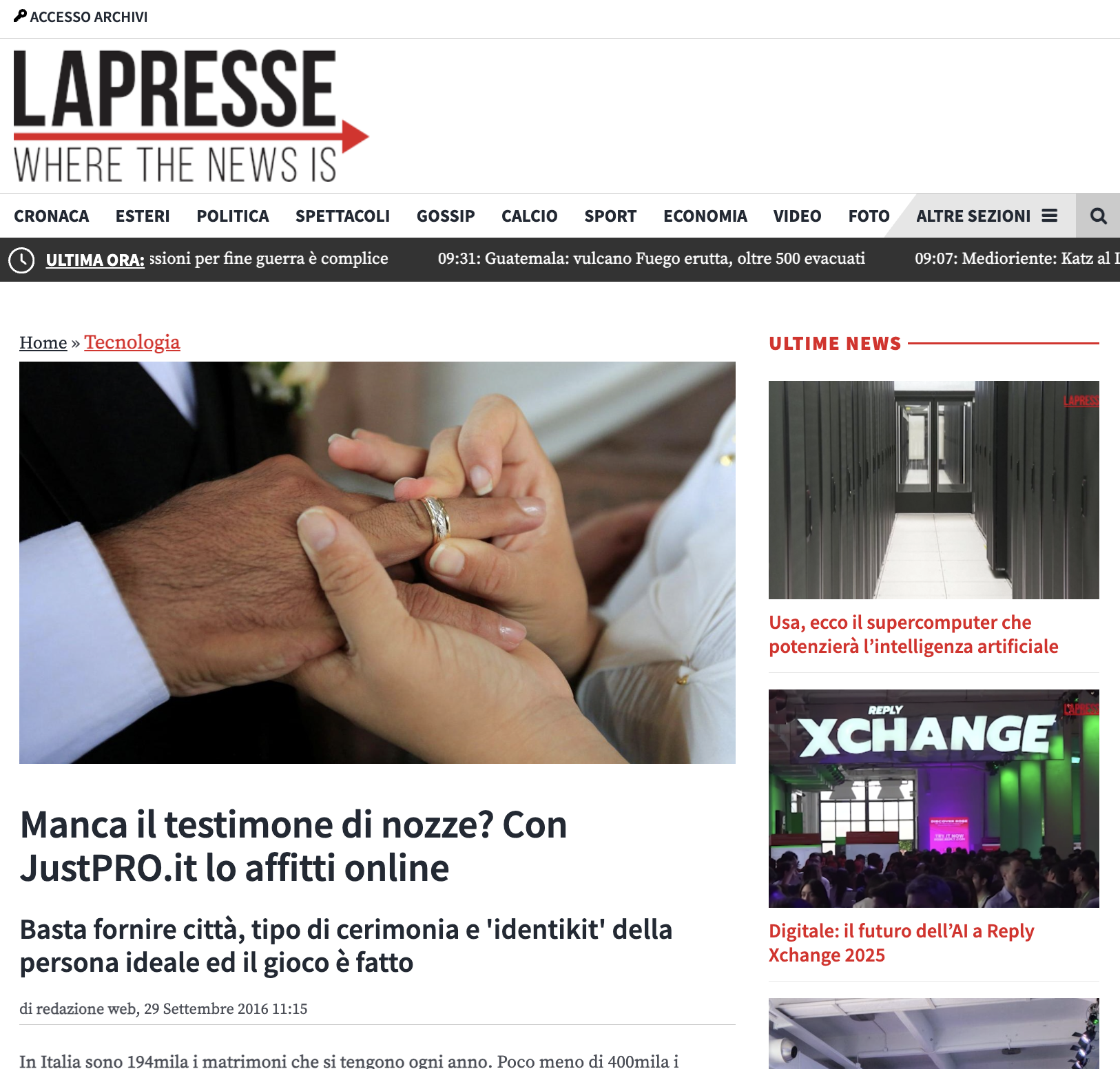 Manca il testimone di nozze? Con JustPRO.it lo affitti online