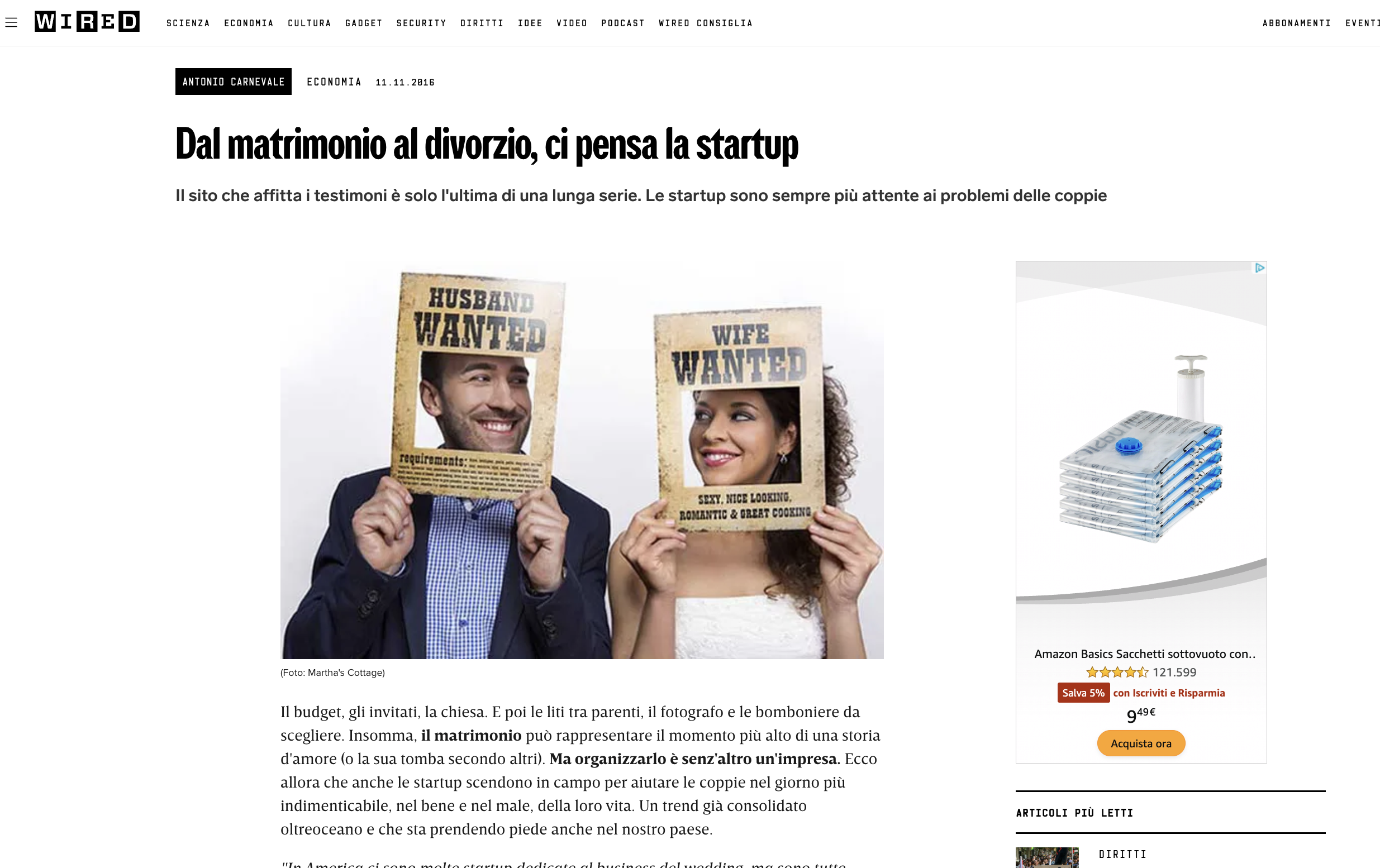 Dal matrimonio al divorzio, ci pensa la startup