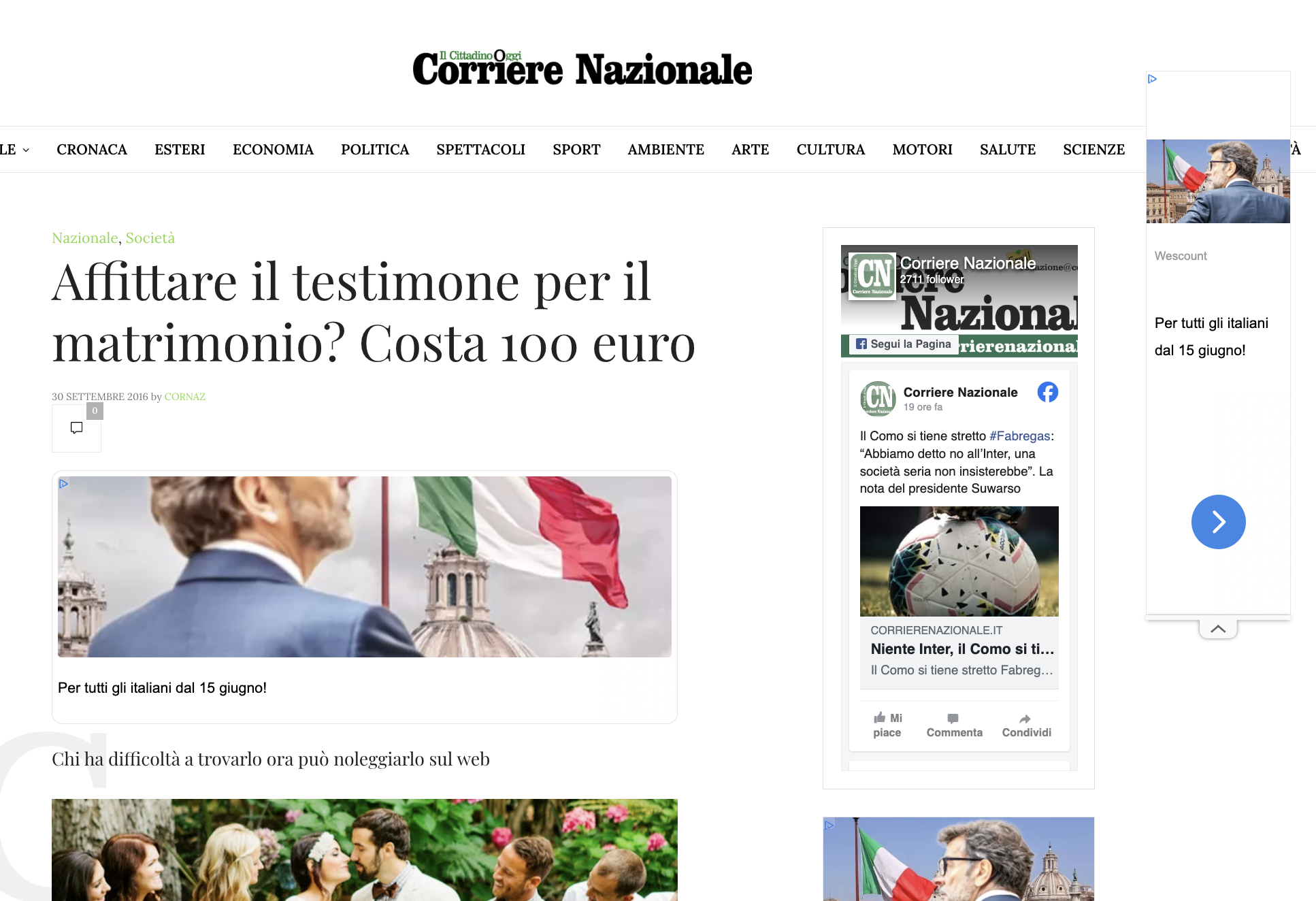 Affittare il testimone per il matrimonio?